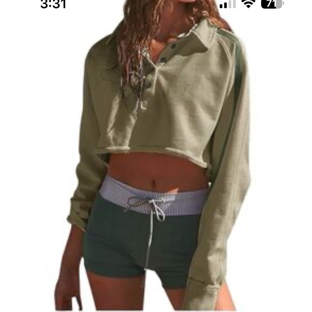 Free‎ People Movement Playoff Cropped Pullover Sweater Size Medium
